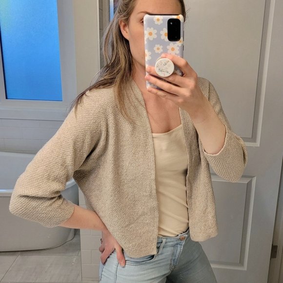 Brandy Melville cropped open cardigan beige small medium - Picture 14 of 14